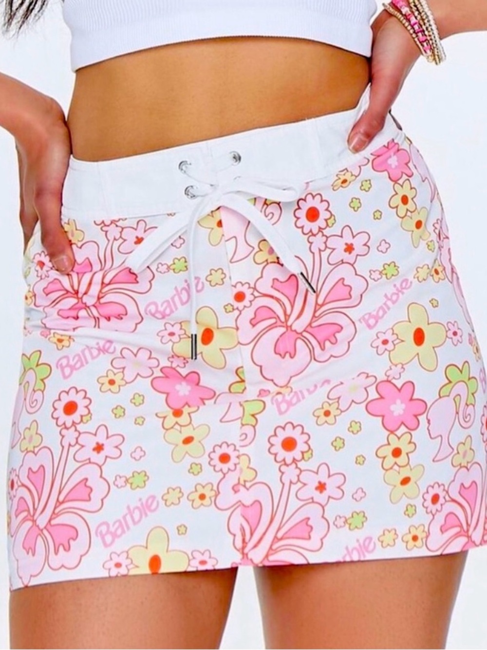 Barbie Pink & Yellow Floral Mini Skirt
